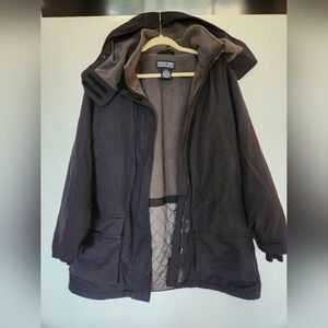 Vintage Lands End Fleece Lined Winter Jacket, Street Jacket, Black, Size Large